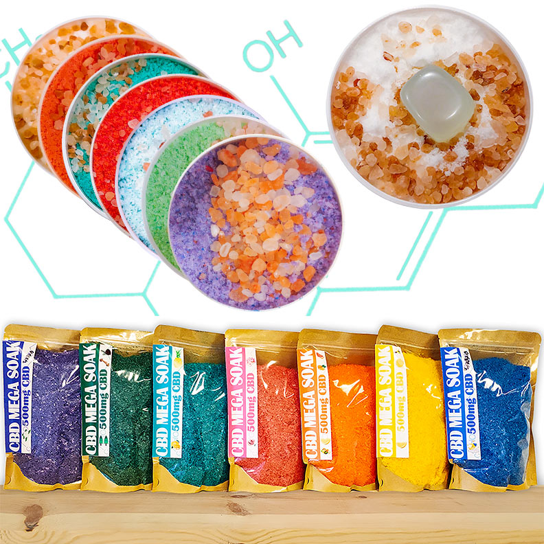 CBD Bubbling Bath Salts and MEGA Soaks
