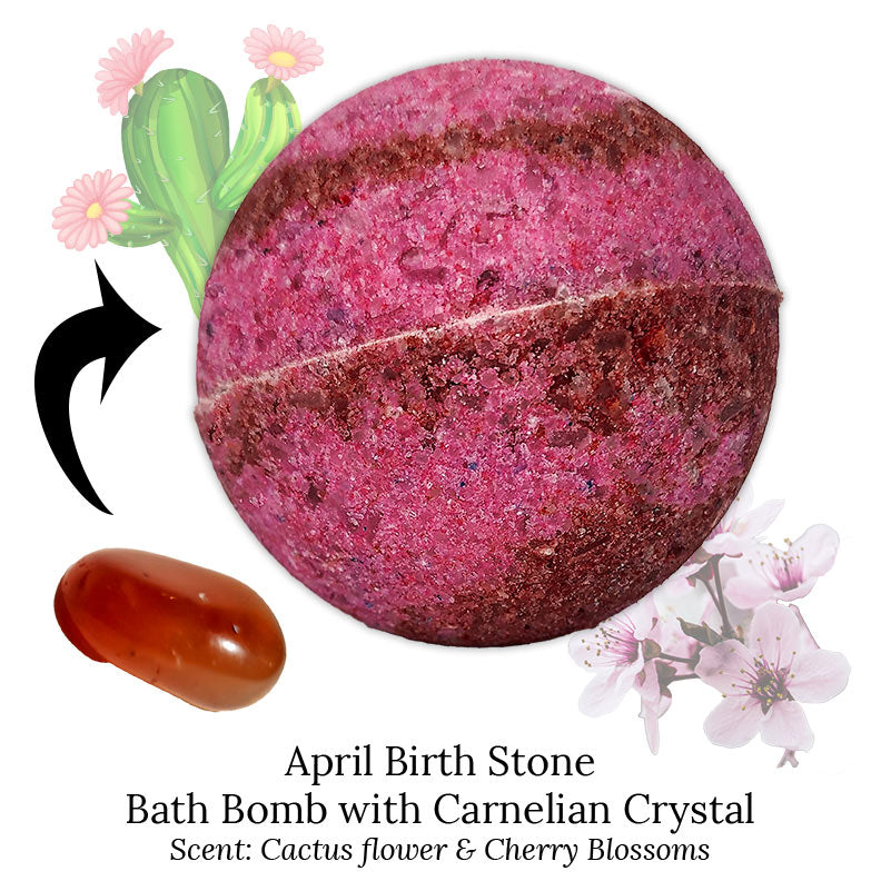 100mg April Birthstone Bath Bomb embedded with Carnelian