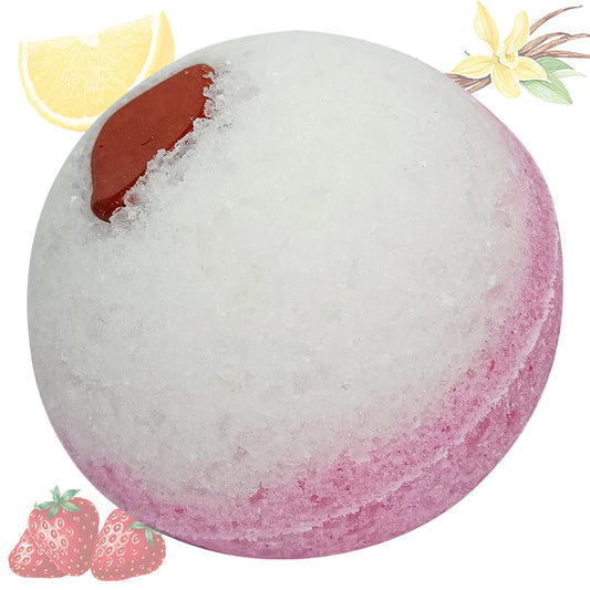 Birthday Cake CBD Bath Bomb Topped with Red Jasper