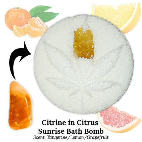 Citrus Sunrise CBD Bath Bomb Embedded with Citrine